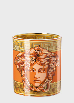 Оранжевая ваза Rosenthal Versace Medusa Amplified 18см, фото